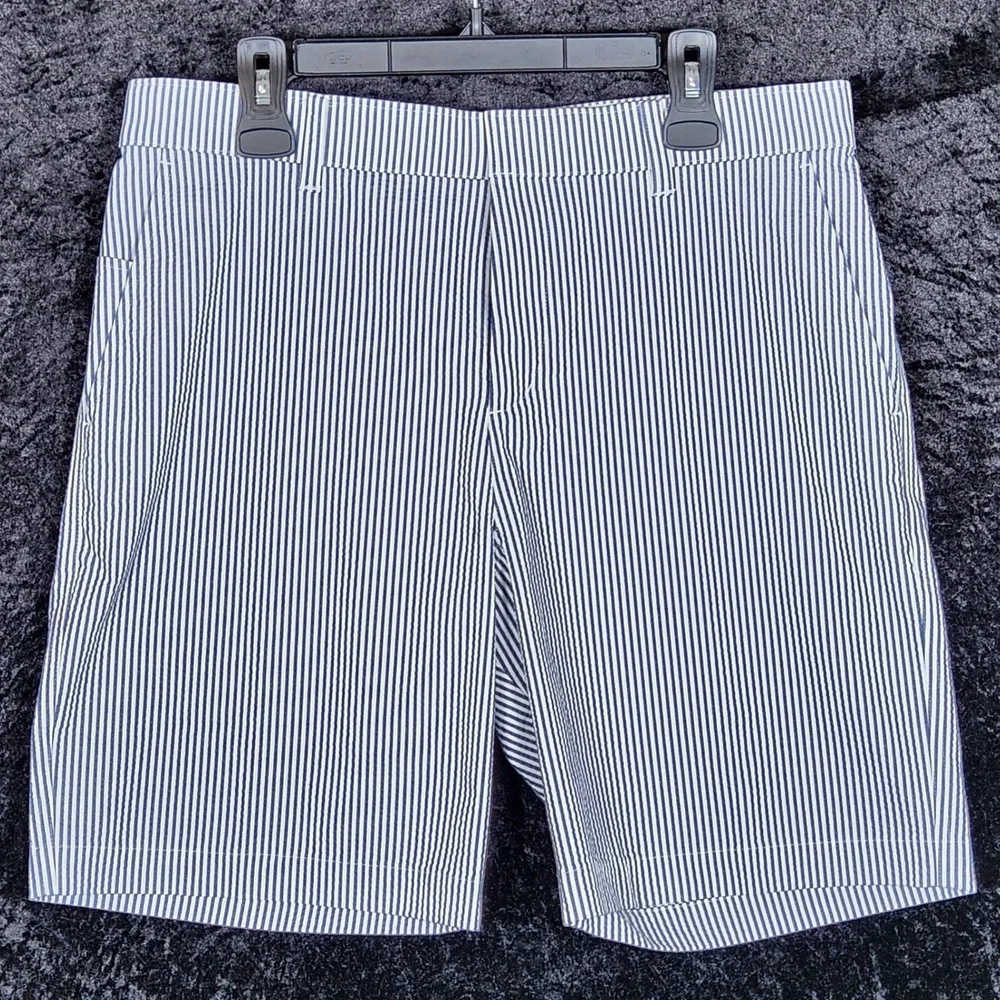 Nike Mens Blue White Seersucker Stripe Golf Shorts Stretch Preppy Size 35